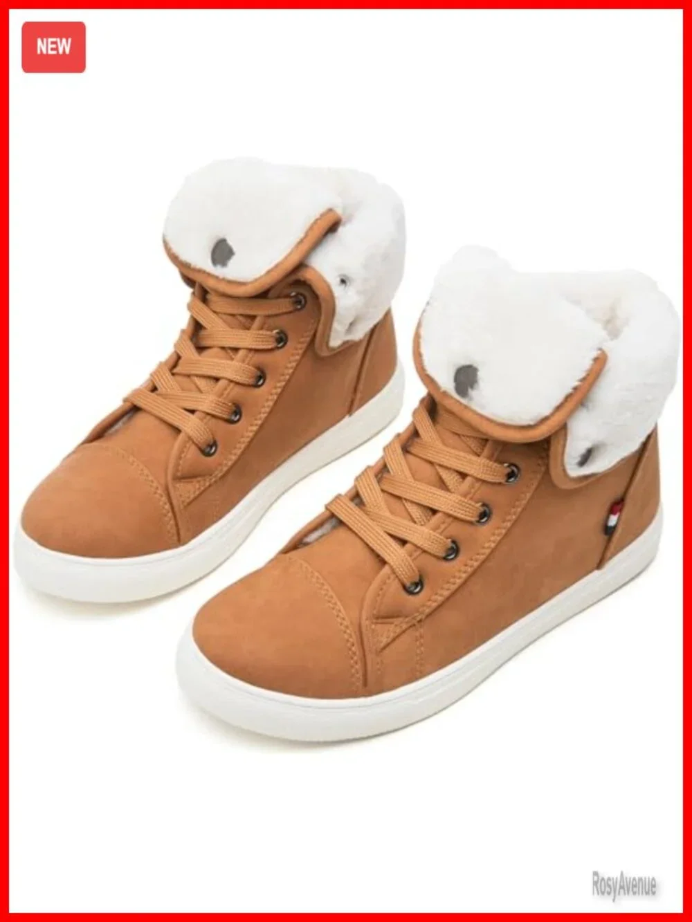 Women's Adjustable Collar Faux Fur Lined Lace Up Ankle Boots Winter Snow Boots